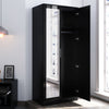 Black 2 Door High Gloss Wardrobe Bedroom Set Furniture Storage with Hanging Rail