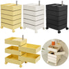 5-Tier Rotating Storage Rack Coffee Tea End Table Shelf Cabinet with Tray Wheels