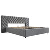 5ft King Size Bed Frame with Wide Headboard & LED, Hydraulic Ottoman Storage Bed