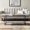 Rectangle Coffee Table Simple Design Wooden Top Metal Legs Living Room Furniture