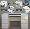 White High Gloss Dressing Table 6 Drawers Vanity Makeup/Computer Table Desk