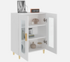 Small White Glass Display Cabinet MODERN Cupboard Wooden Sideboard Storage Unit