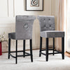 2x Velvet Bar Stools Chairs with Ring Knocker Backrest Kitchen Stools Breakfast