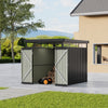 Metal Pent Roof Garden Shed Outdoor Double Door Storage for Tools Bike Warehouse