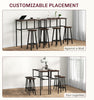 Bar Table Set 6PC Rustic Brown Counter Height Dining Table 4 Stools Steel Frame