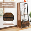 Home Office Versatile Bookcase Ladder Bookshelf-Brown