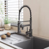Modern Mono Pull Out Twin Kitchen Mixer Tap Dual Spout Spray Single Lever Grey