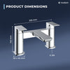 Bathroom Bath Filler Mixer Tap Modern Square Twin Lever Bath Mixer Tap Chrome