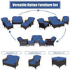 5 Pieces Outdoor Rattan Conversation Sofa Set Patio Furniture Set w/ Cushions