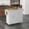 Rolling Kitchen Island with Drop Leaf, 3 Drawers and Spice Rack, White