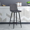 2 Pcs Grey Bar Stools Velvet Seat Metal legs 65 cm seat high Stools Chair Stripe