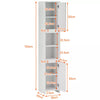 White Bathroom Cabinet 2 Door 6 Shelves Storage Makeup With Mirror Free Standing