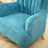 Tiffany Blue Linen Armchair Wing Back Cocktail Accent Chair with Footstool Sofa