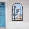 Large 100cm Window Garden Mirror Metal Frame Indoor Outdoor Arch Floral Decor UK