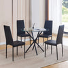 Round Clear Tempered Glass Dining Table Black Metal Legs Kitchen Dining Room
