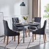 2x Fabric PU Leather Dining Chairs Button-Tufted Upholstered Wood Legs Armchairs