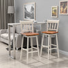 2X Swivel Height Bar Stools Solid Rubber Wood Dining Chairs w/ Footrest Backrest