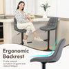 Height Adjustable Bar Stools Set of 2 w/ Fabric Backrest & Padded Seat Grey