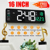 16" LED Digital Wall Clock Alarm Clock Temperature Date Display Large Home Decor