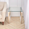Tempered Glass Square Coffee Table Sofa Side End Table Bedside Nightstand Chrome