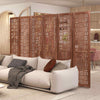 Bedroom Carved Privacy Screen 6-Panel Room Divider-Walnut