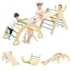 3-In-1 Kids Climbing Triangle Set Wooden Triangle Climber Set Indoor & Outdoor