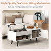 Living Room Table Pull up Coffee Table with Hidden Compartment-White