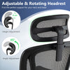 Mesh Gaming Chair with Rotating Headrest & Adjustable Lumbar Support-Black