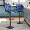 2 Pcs Faux Leather PU Bar Stools Diamond Seat Kitchen Modern Salon Pub Chairs