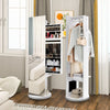 360° Swivel Jewelry Cabinet Armoire Freestanding Full Length Mirror w/ Storage