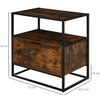 Industrial Side Table Rustic Drawer Metal Frame Storage Bedside End Furniture