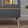 Display Cabinet Glass Door Wooden Storage Shelves Drawer Grey Modern