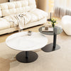Set 2 Round Nesting Coffee Table Sleek Marble Glass Stacking Side Accent Tables