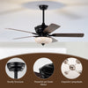 Ceiling Fan with Light Remote Control IndoorCeiling Lamps 3 Wind Speeds 132cm