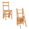 3-in-1 Wooden Stepladder Convertible Folding Step Stool Chair Display Rack Stand