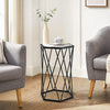 Glass Coffee Table Hexagonal Metal Frame Sofa Side Table Modern Narrow End Table