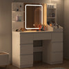 Large LED Dressing Table Vanity Makeup Desk With 7 Drawer & Shelves，White