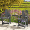 Outdoor Counter Height Bar Stool Garden HDPE Patio Chair w/Armrest-Grey
