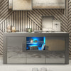 Modern 145cm TV Unit Cabinet I Stand Sideboard I Grey Gloss Doors I Free LED