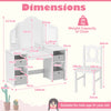 Princess Dressing Table Kids Vanity Desk & Chair Set-White