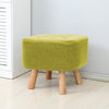 Small Linen Fabric Padded Footstool Footrest Pouffe Wooden Leg StoolHall Chair