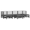7 Piece Garden Lounge Set Grey Solid Wood Pine