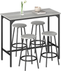 Bar Table Set 5 Piece Stools Industrial Dining Breakfast Table for Kitchen Home