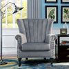 Grey WingBack Home Reception Accent Chair Velvet Padded Large Seat Armchair Sofa