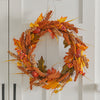 50cm Autumn Maple Leaf Garland Fall Wheat Harvest Wreath Front Door Hanging LED