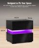 LED Bedside Table RGB High Gloss Nightstand 2 Drawers Side Table Storage Cabinet