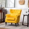 Linen Fabric Upholstered Couch Single Tufted Backrest Sofa Lounger Accent Chair