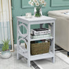 Set of 2 3-Tier Nightstand Sofa Bed Side Table Storage Display Stand with Shelf