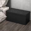 Black Faux Leather Two-seater Folding Storage Stool Storage Toy Box Chair Seat
