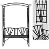 Garden Arch with Bench Weather-Proof Lightweight Outdoor Shade Plants Black New